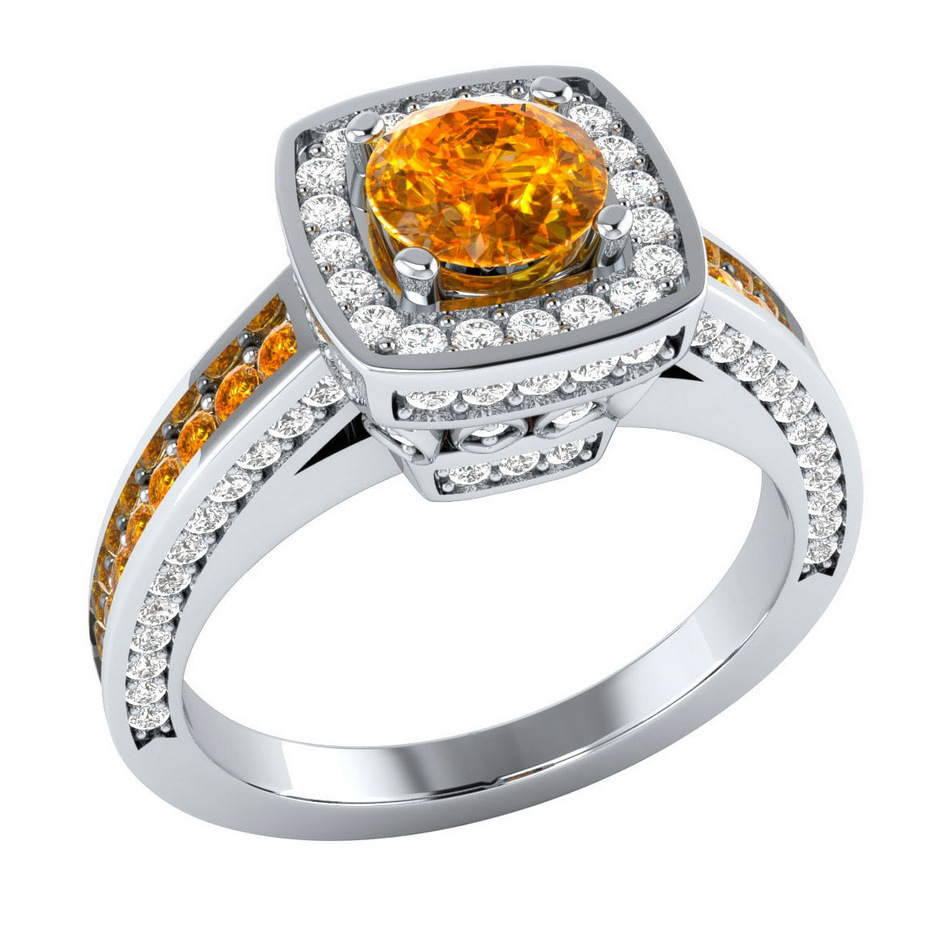 跨境wish爆款ring简约时尚ol女士黄锆石戒指镀银指环小饰品批发