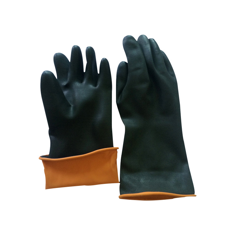 乳胶手套黑色耐油耐酸碱工业黑胶手套长胶手套船厂胶手套
