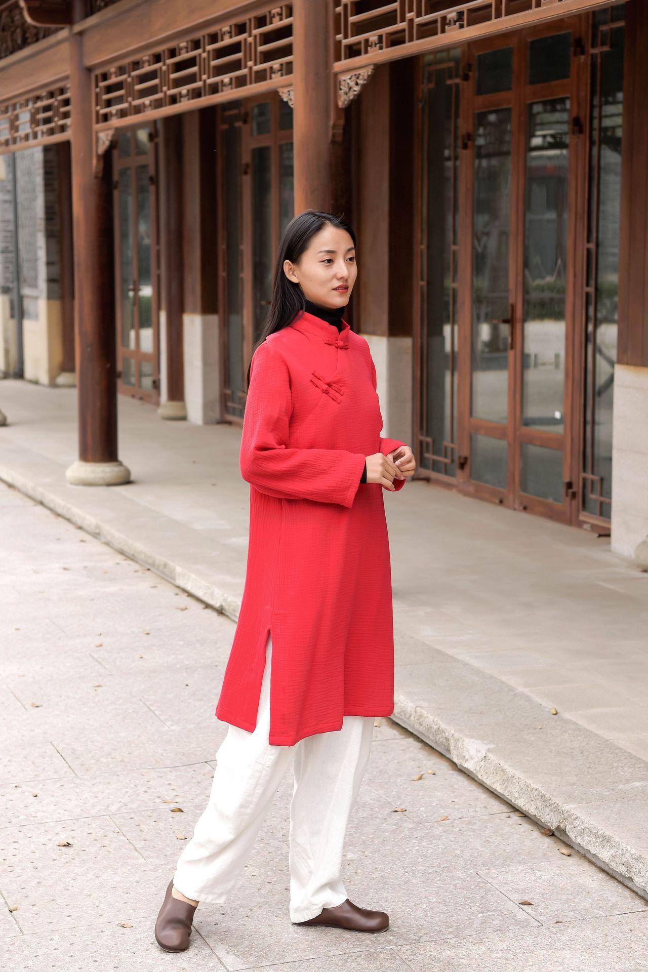 新款中长棉麻手工盘扣长袍民国风旗袍文艺连衣裙女装中式斜襟纯棉