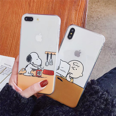 卡通插画可爱狗iphonexs适用苹果8p手机壳6s透明保护套xr软壳tpu