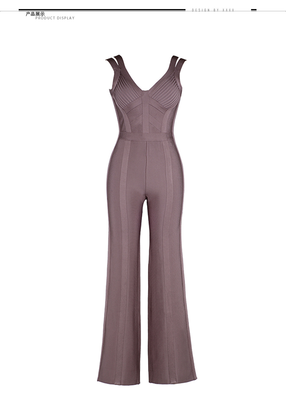 跨境专供2018夏季新款品牌女装弹力修身绷带阔腿连体裤长裤女代发