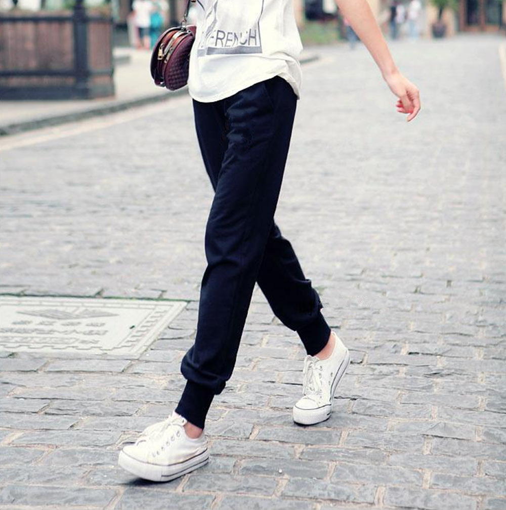 新款春夏女小脚运动裤女士薄款休闲哈伦裤女韩版宽松显瘦收口卫裤