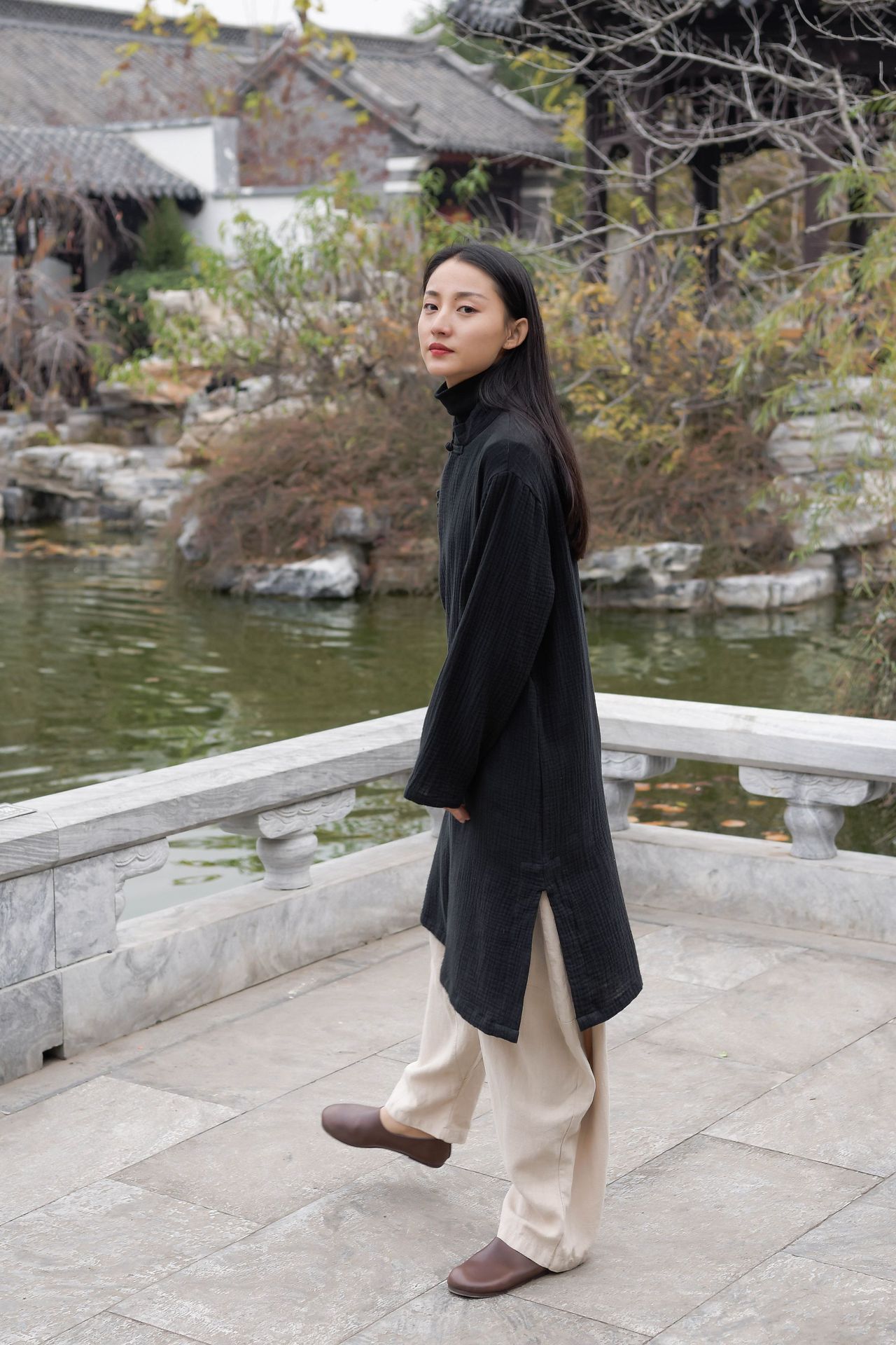 新款中长棉麻手工盘扣长袍民国风旗袍文艺连衣裙女装中式斜襟纯棉