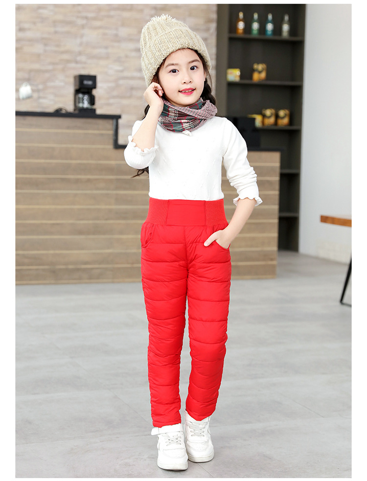 2018秋冬童裤儿童羽绒棉裤男童女童高腰加厚保暖棉裤宝宝小孩棉裤