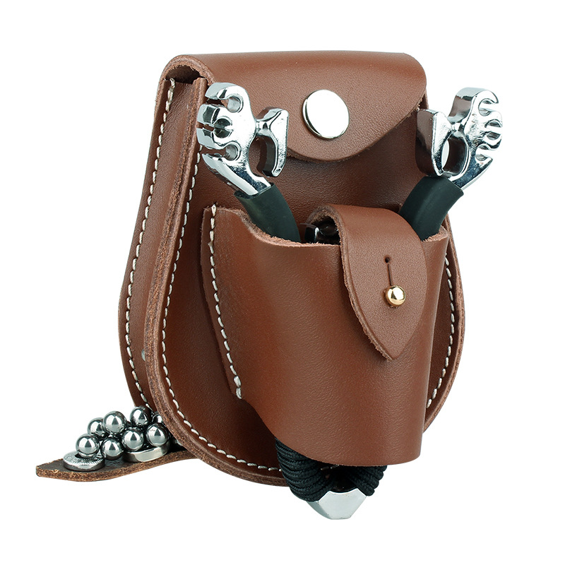 新款弹弓钢珠一体弓包植鞣牛皮珠珠包防身钢珠收纳包弹弓包