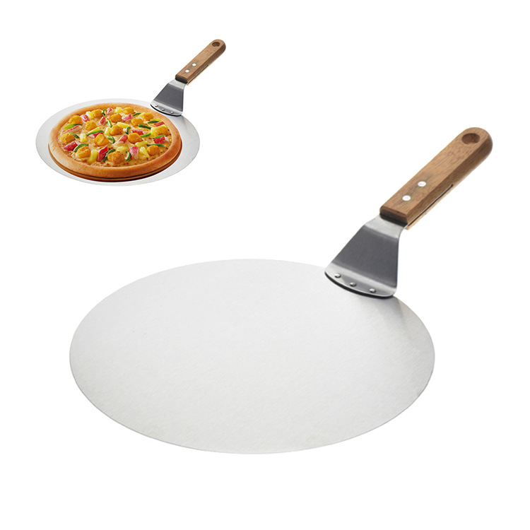 烘焙工具木手柄防烫披萨铲12寸不锈钢蛋糕裱花安全转移器