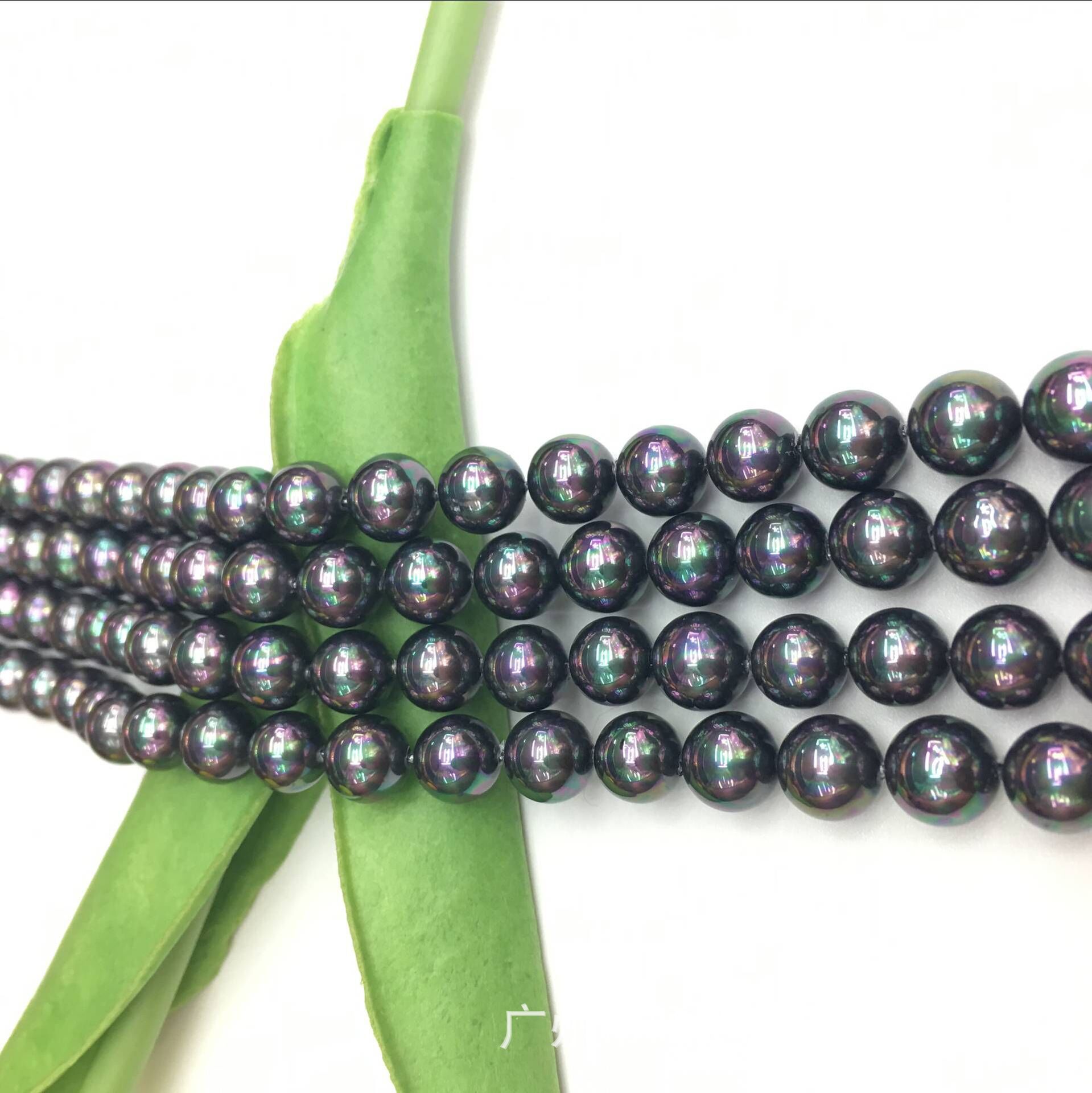 黑灰五彩贝珍珠贝圆珠3-14mm电镀喷漆仿珍珠贝宝珠diy饰品配件链