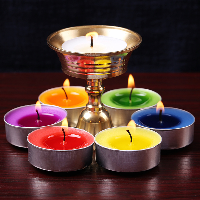 自在园七彩酥油灯56粒4小时无烟酥油精制佛长明灯礼佛供灯