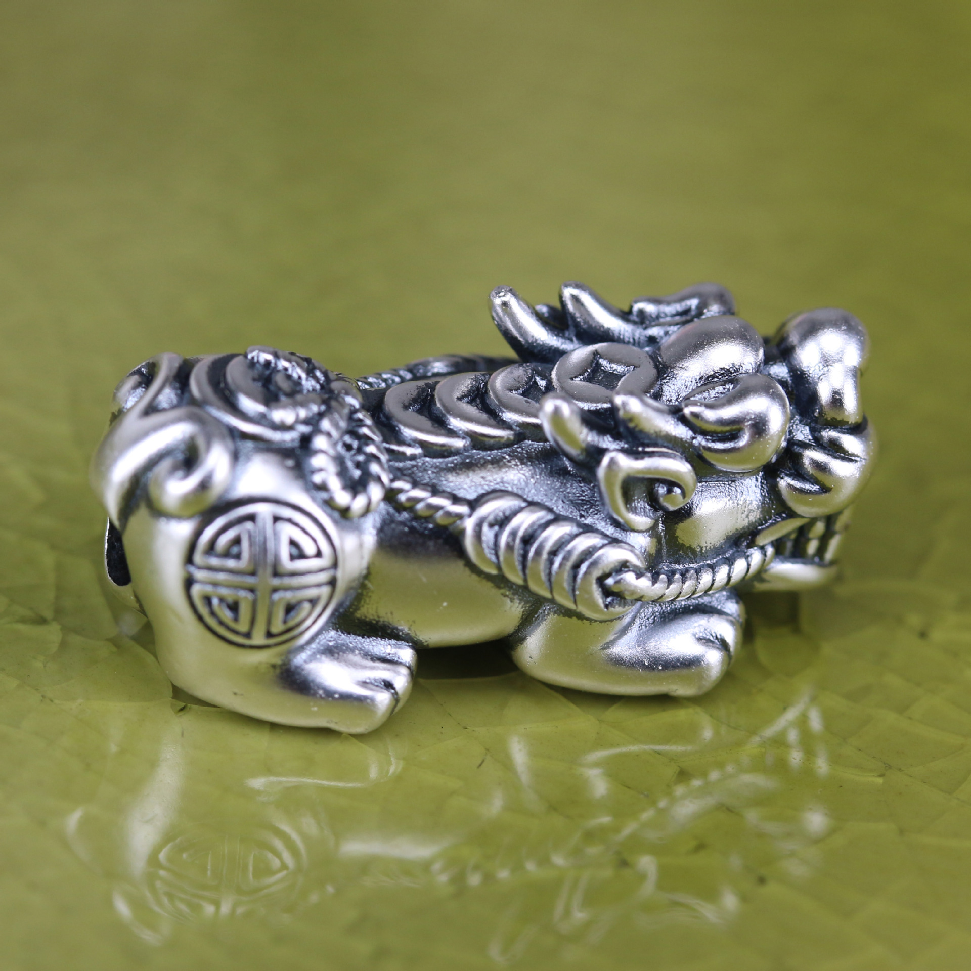 新款999纯银金钱招财复古泰银效果貔貅 路路通diy串珠手链配饰