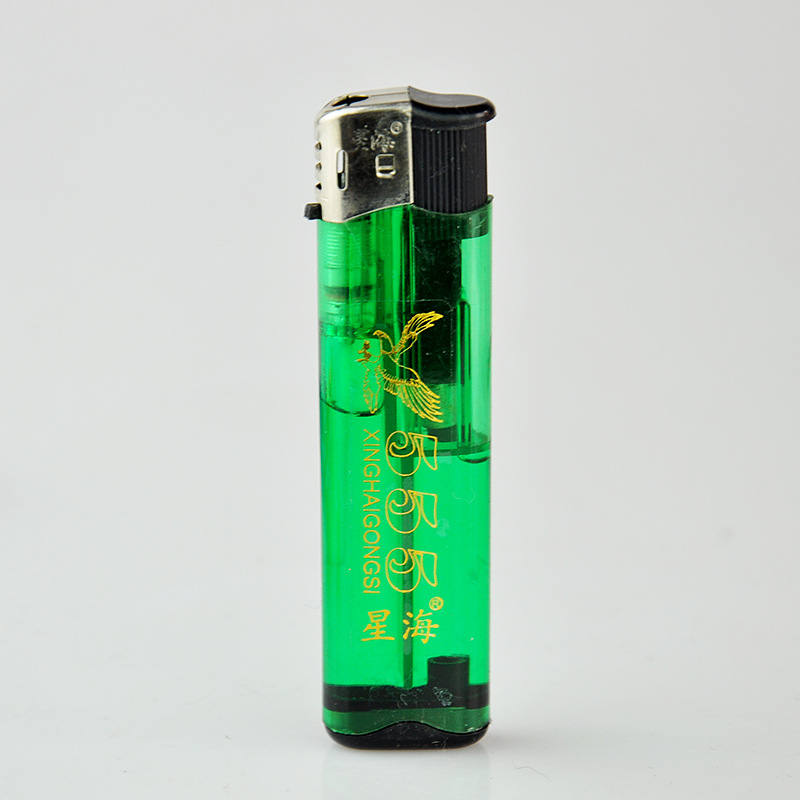 902透明彩色印555一次性便宜大号塑料打火机批发 高品质火机