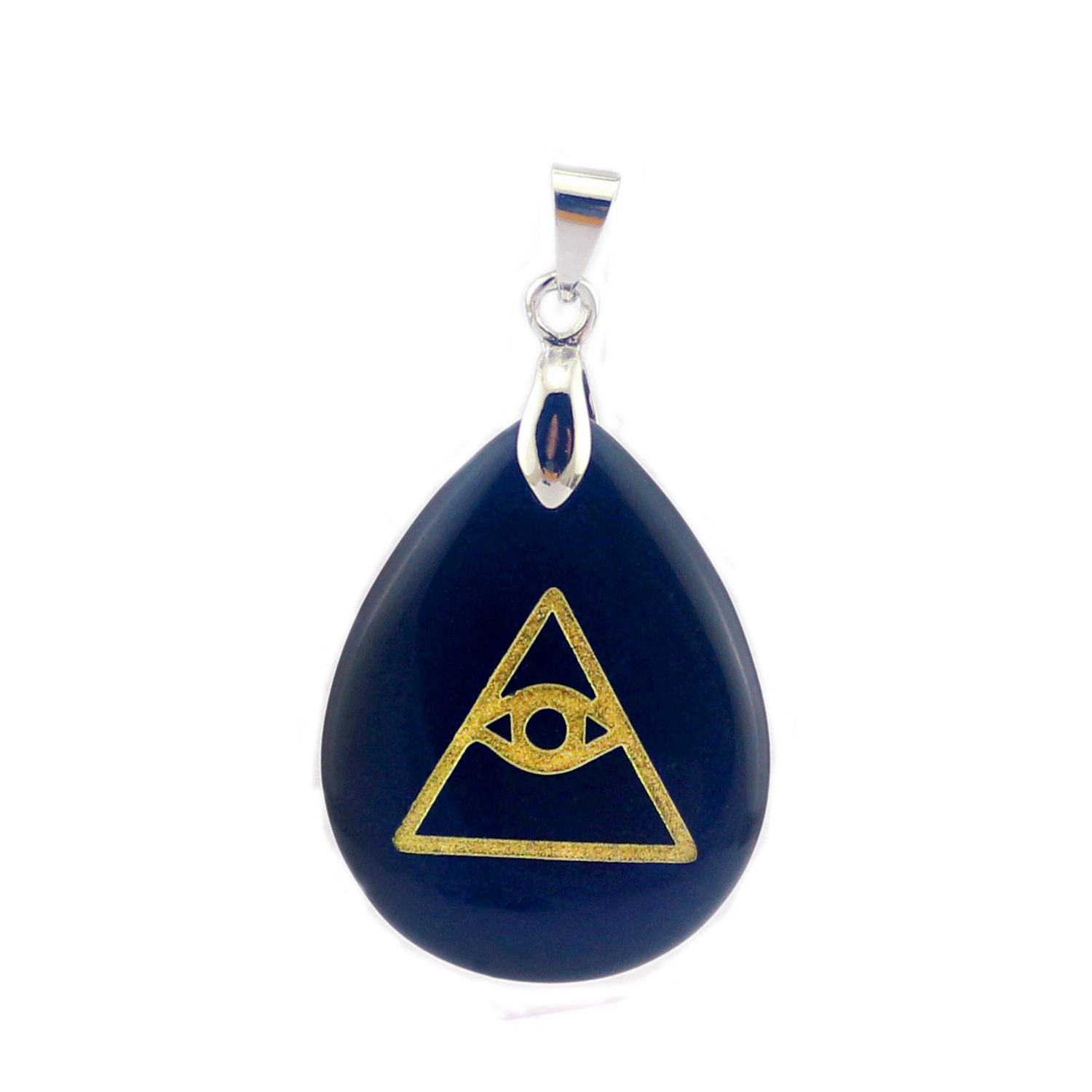 代销 几何三角形吊坠 黑曜石项饰 土耳其眼睛高台教饰品