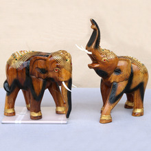 东南亚泰国工艺品摆件家居饰品实木雕刻玄关酒柜小象摆件