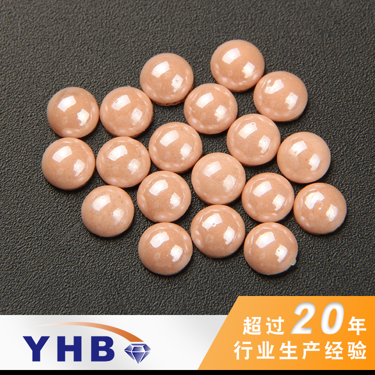 Factory Wholesale Ceramic Panel Pressing Smooth Light Orange Semicircle Imitation Pearl 4mm Nail Ornament Accessories Semicircle Pearl