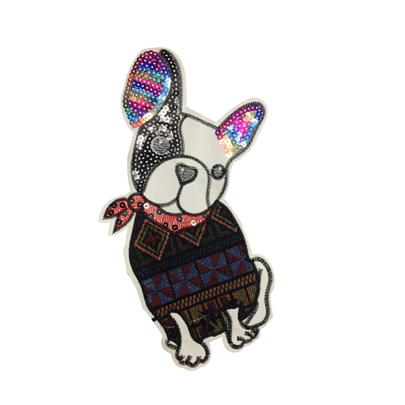 彩片狗狗刺绣亮片布贴 衣服包包辅料补丁贴 衣服贴布绣 电脑绣花