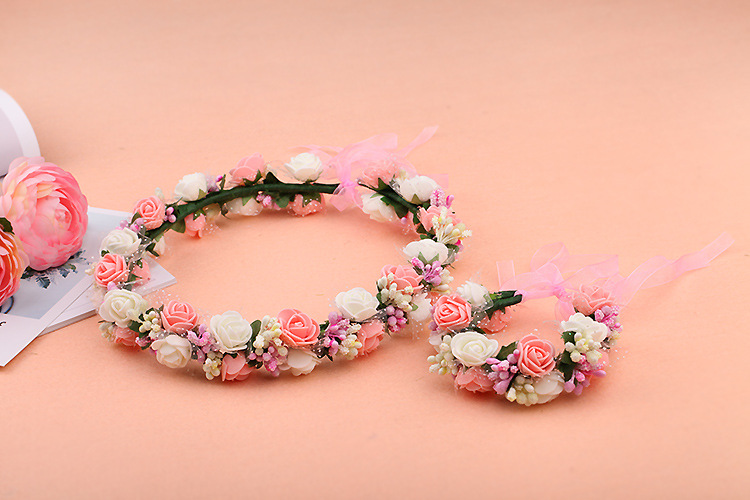 韩式森女花环皇冠发环新娘伴娘婚纱写真头饰头环手环海边摄影批发