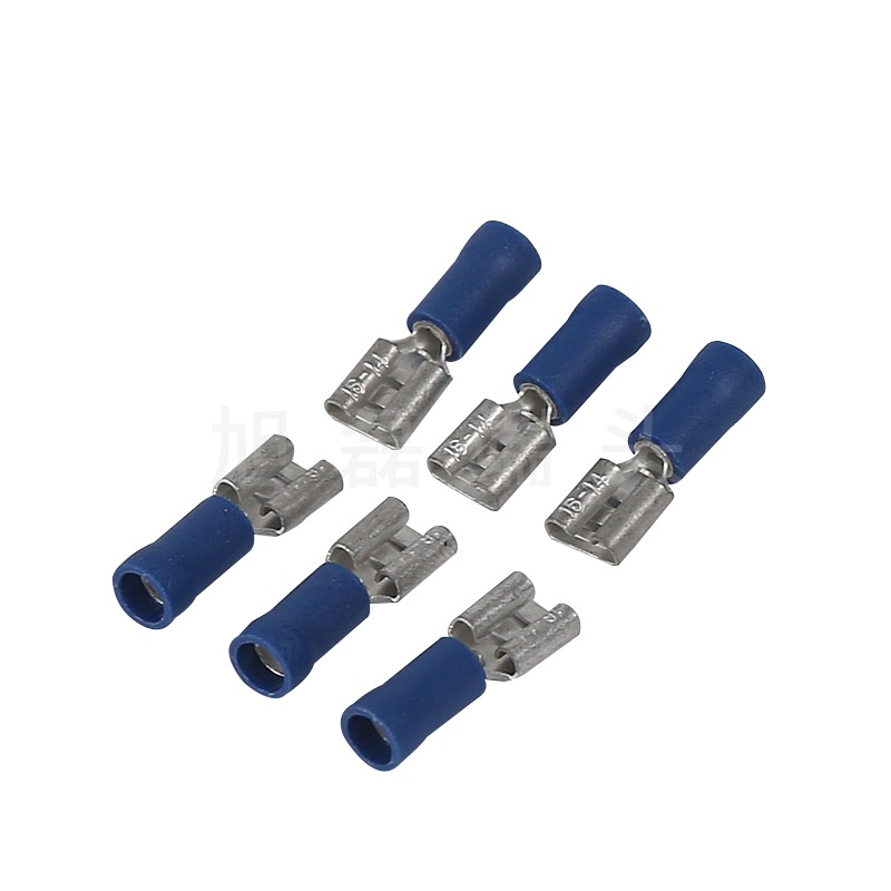 fdd2-250公母冷压双压式加铜套预绝缘端子蓝色6.3插簧接线端子