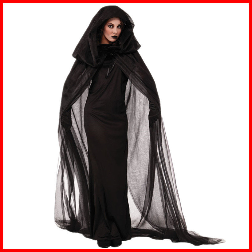 万圣节服装 黑夜流浪灵魂女鬼装 女巫死神袍子 夜店狂欢派对ds服