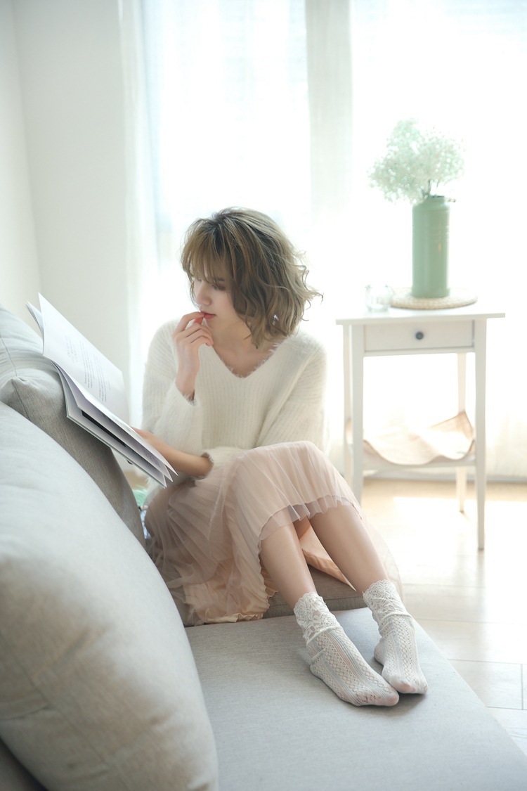 现货批发3803外贸时尚女袜子 蕾丝花边提花短袜 春夏季薄款袜子