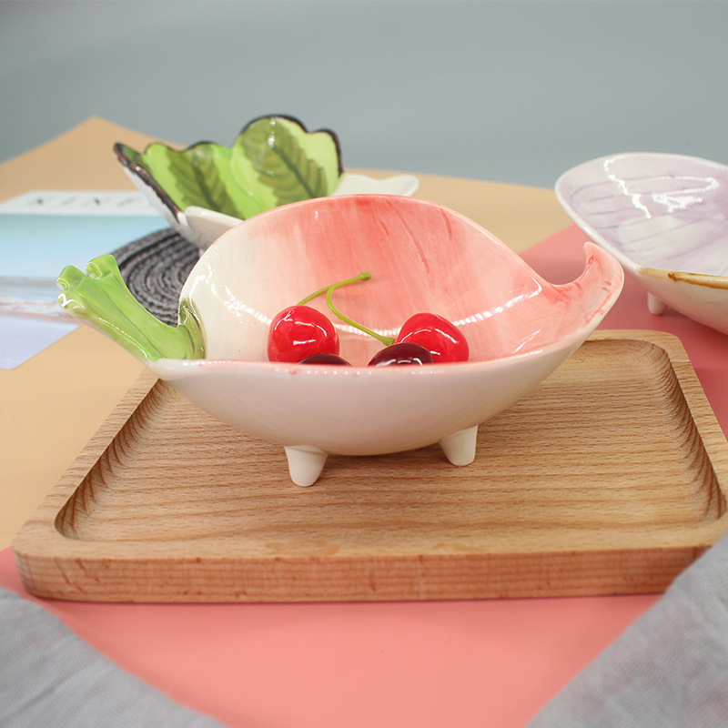 Cartoon Cute Creative Vegetable Shape Ceramic Snack Plate Household Meal Bowl Dessert Bowl Fruit Salad Small Bowl Dish