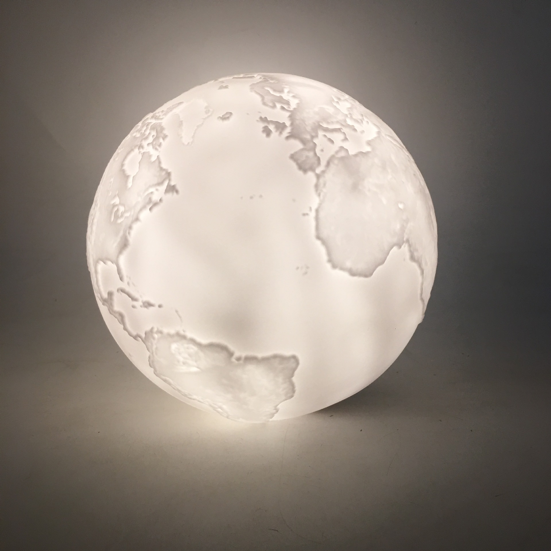 15cm 触摸控制3d打印地球灯 usb充电发光led小夜灯 暖白 七彩渐变