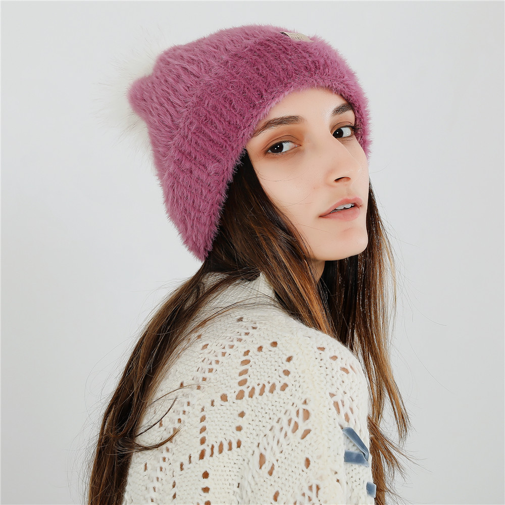 2018秋冬新款欧美个性韩版羊绒针织瓜皮帽翻边套头帽子女一件代发