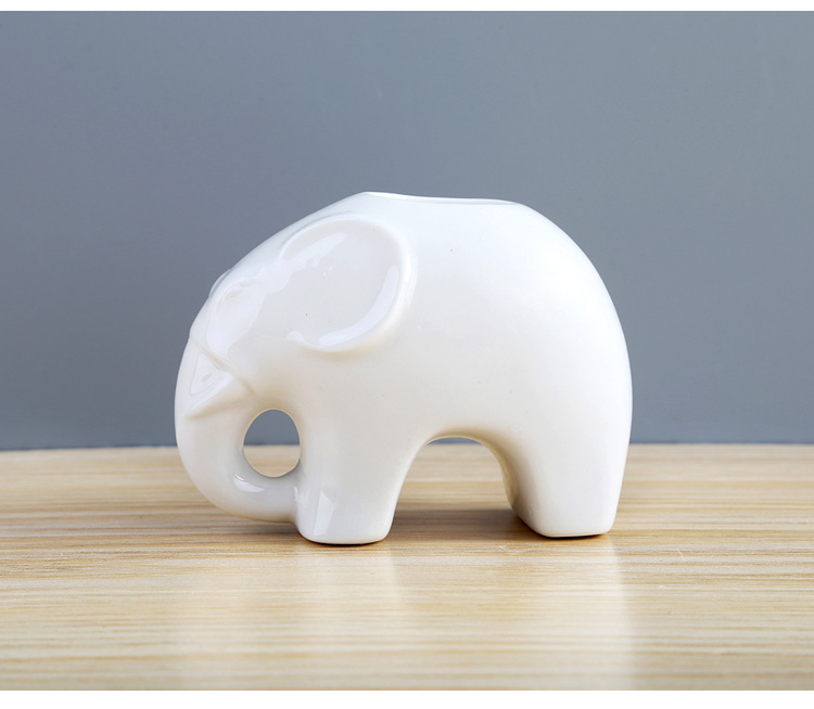 厂家新款创意陶瓷花器大象装饰品白瓷多肉花盆工艺品花瓶北欧摆件