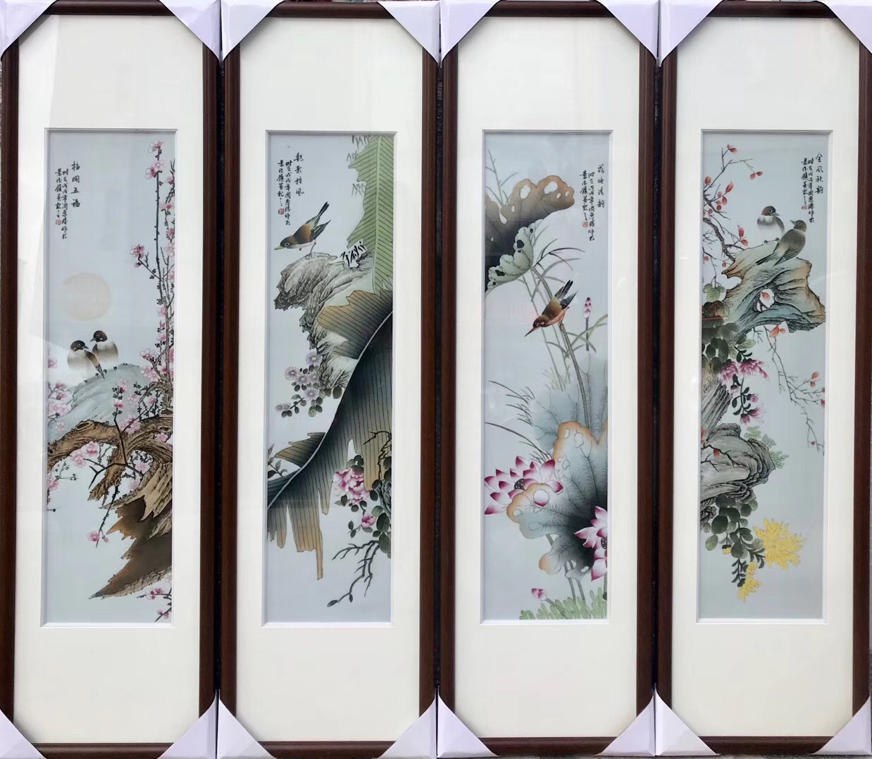 四季花鸟景德镇陶瓷画壁画艺术瓷礼品瓷定制陶瓷名人作品粉彩画