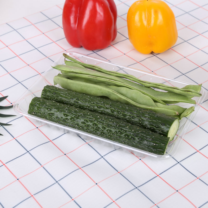 厂家直销长方形蔬菜打包盒 pet加厚蔬菜包装盒 海鲜果蔬包装盒