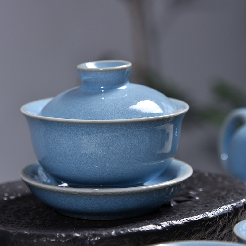 三足鼎立组钧瓷汝窑哥窑茶杯汝窑钧窑定窑官窑原矿主人杯五大名窑