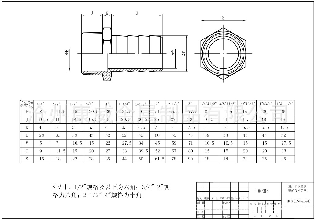 厂家直销 不锈钢管件 马牙接头 铸造管件