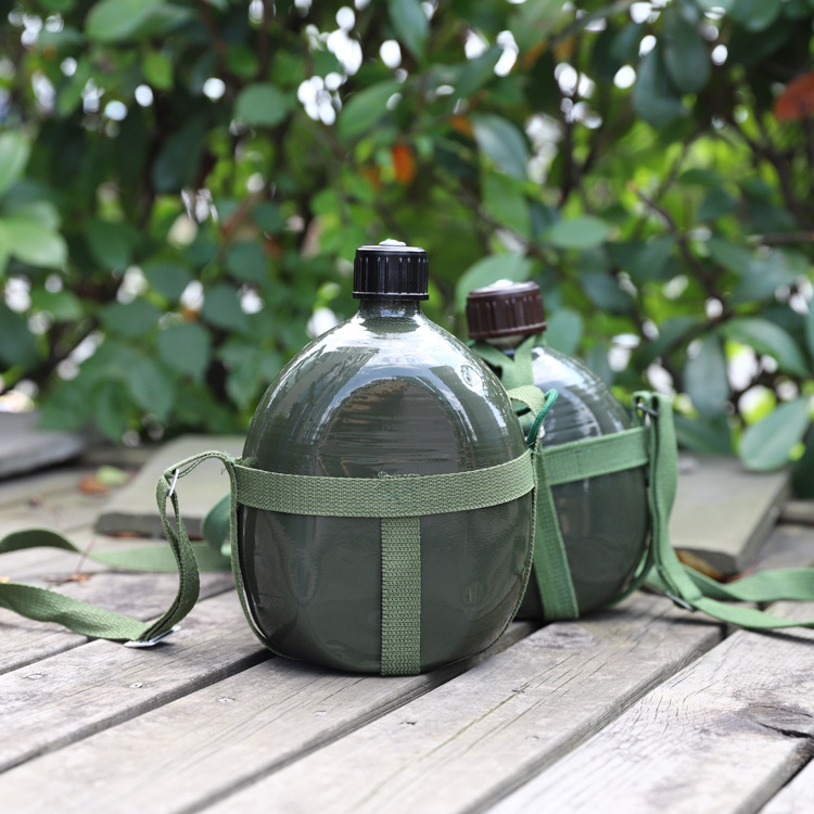 老式迷彩运动水壶铝制扁水壶学生运动登山壶旅游户外野外