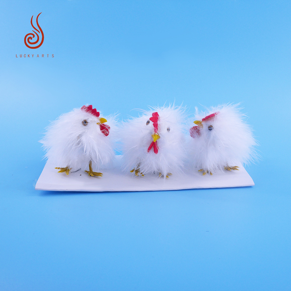 白色小绒鸡仿真羽毛小鸡田园家居装饰摆设拍摄道具羽毛工艺品