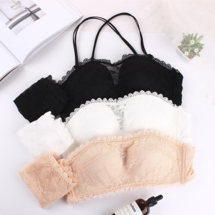 内衣套装女日韩甜美蕾丝无钢圈交叉美胸抹胸文胸聚拢舒适少女胸罩