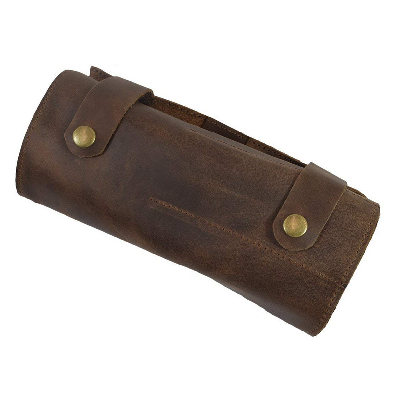 厂家定制牛皮工具收纳卷包 头层疯马皮工具包 家用螺丝刀皮套