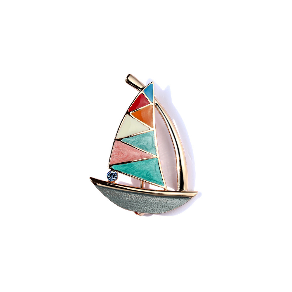 西凉妃子 奢华大气帆船胸针胸花别针配饰 百搭可爱饰品徽章 x1029