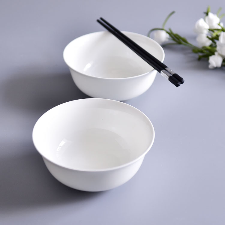 厂家批发陶瓷骨瓷米饭碗纯白家用面碗面馆大碗可做礼品餐具