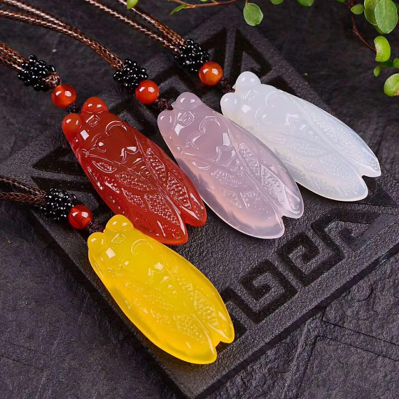 天然玉石批发 冰种翡翠色玛瑙玉髓吊坠 正品冰底玉髓知了吊坠