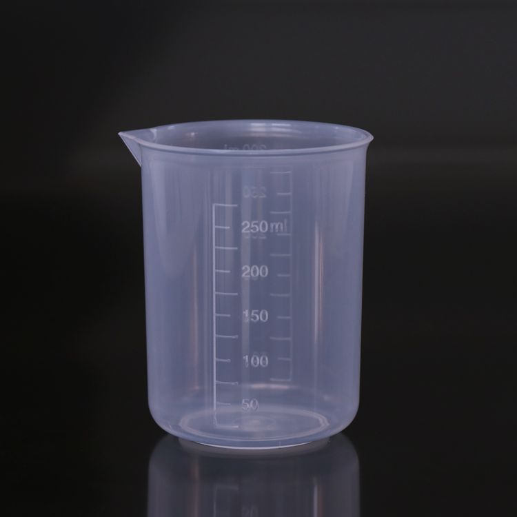 烧杯250ml量杯 塑料量杯 无柄杯 实验室器材 刻度杯