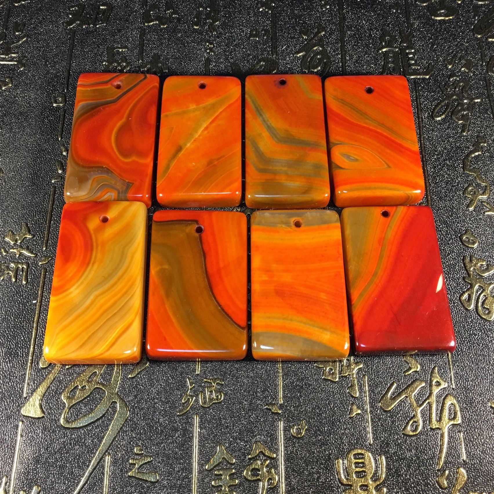 厂家供应战国红玛瑙无事牌 战国红方形无事牌吊坠