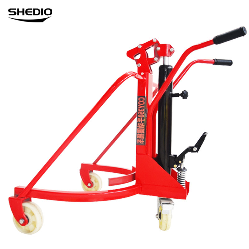 晟雕脚踏式液压油桶搬运车350公斤油桶叉车简易手动圆桶搬运车