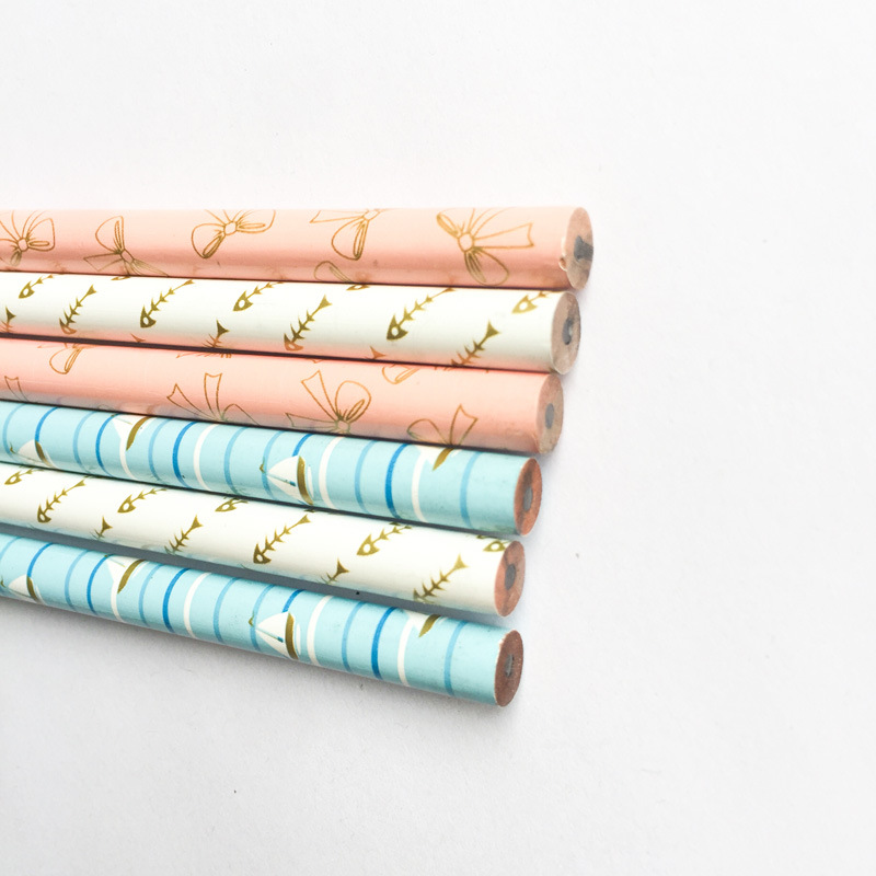 天卓 简约 蝴蝶结 小船 鱼骨 木质铅笔 学生绘画写字铅笔 批发