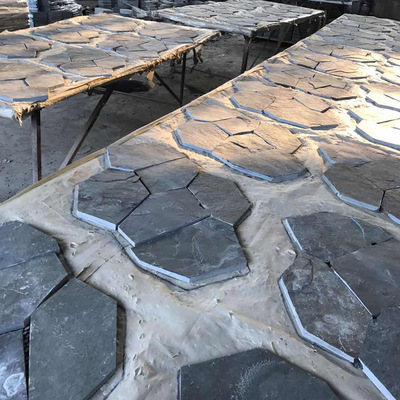青灰色碎拼石材 板岩文化石 铺地冰裂纹 现货批发