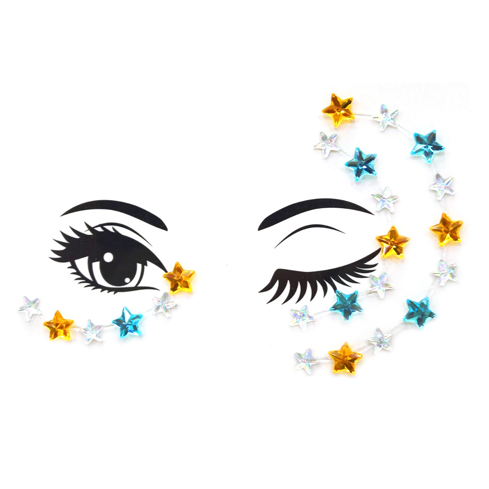 新款星星五角星脸贴 亚克力钻贴 眼部钻贴 圣诞节音乐节脸饰