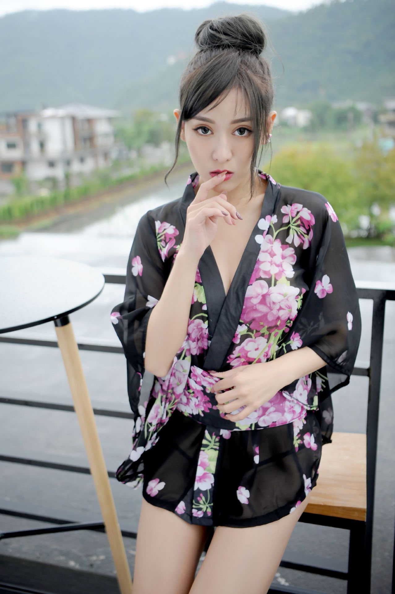 午夜魅力新款情趣内衣日式和服情趣制服套装 雪纺樱花和服9426