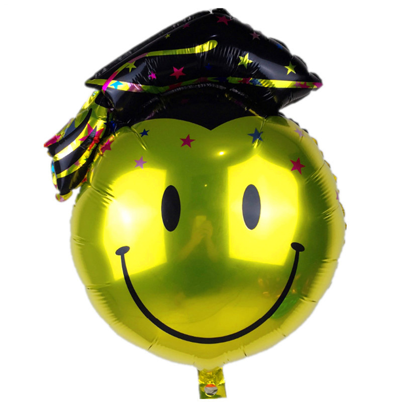 New Graduation Smiley Face Aluminum Film Balloon Children Graduation Party Decoration Balloon Wholesale
