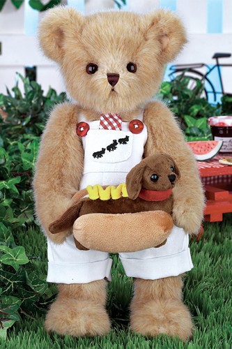 正版美国贝瑞泰迪熊 14寸抱小狗男熊 正品毛绒玩具 关节熊 新款