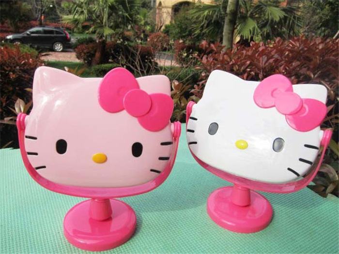 Kitty Table Mirror Kitty Cat Cute Makeup Mirror KT Table Mirror Head-Shaped Cosmetic Mirror