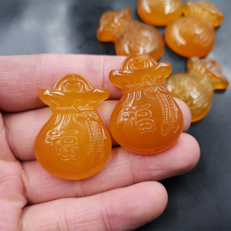 万玉批发 天然正品红玛瑙福袋吊坠 玉髓玛瑙钱袋吊坠