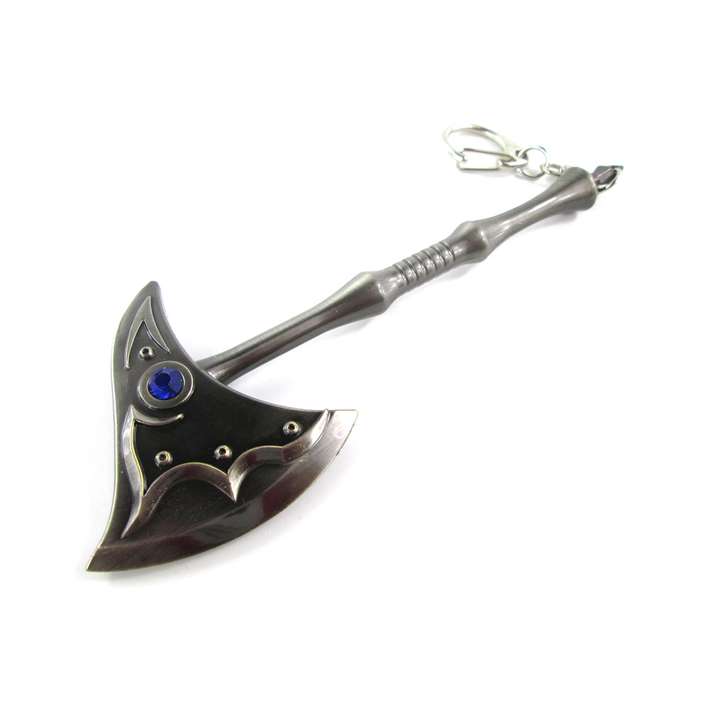 沙漠死神 恐惧骑士 内瑟斯 狗头 斧子 武器模型 钥匙扣挂饰吊坠