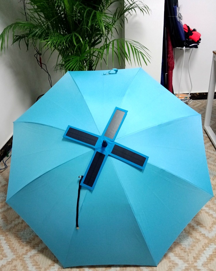 厂家定制创意存电usb充电太阳能风扇伞 长柄遮阳晴雨伞可印logo